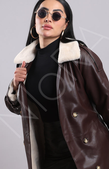 Luxe Shearling Leather Coat