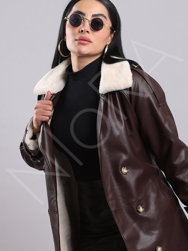 Luxe Shearling Leather Coat