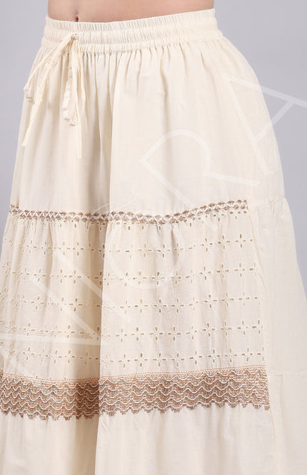 Whisper Crochet Lace Tiered Long Skirt