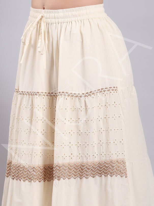 Whisper Crochet Lace Tiered Long Skirt