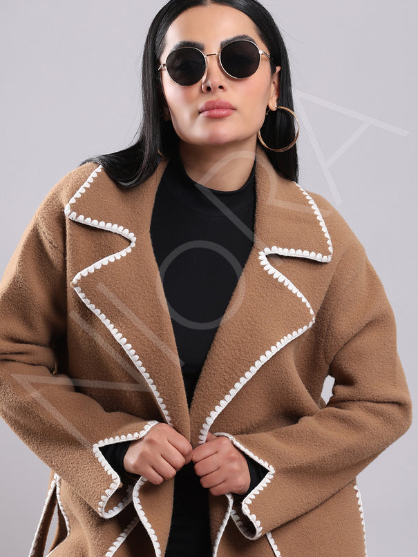 Luxe Contrast Edge Wool Coat