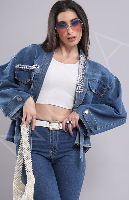 Embellished Denim Top