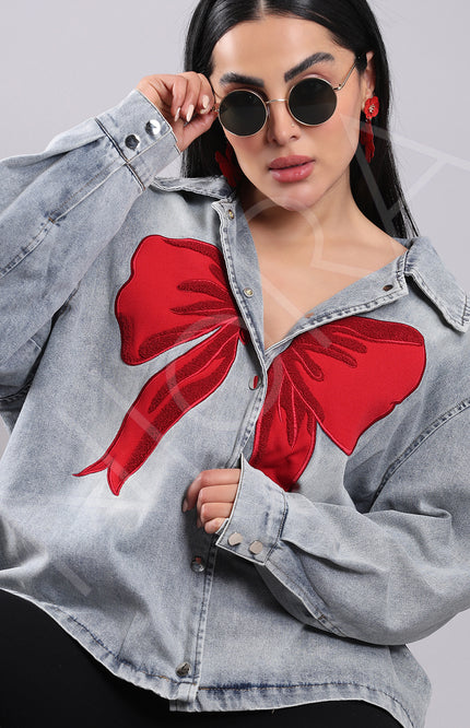 Scarlet Bow Denim Shirt