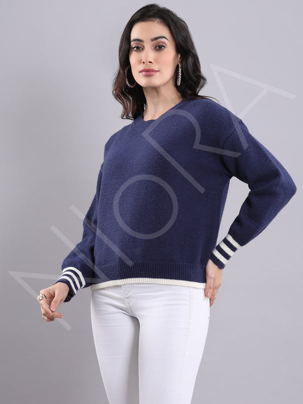 Wrap Neck Knit Pullover