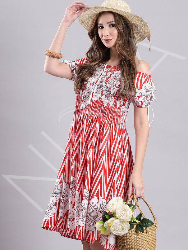 Flora Flame Midi Dress