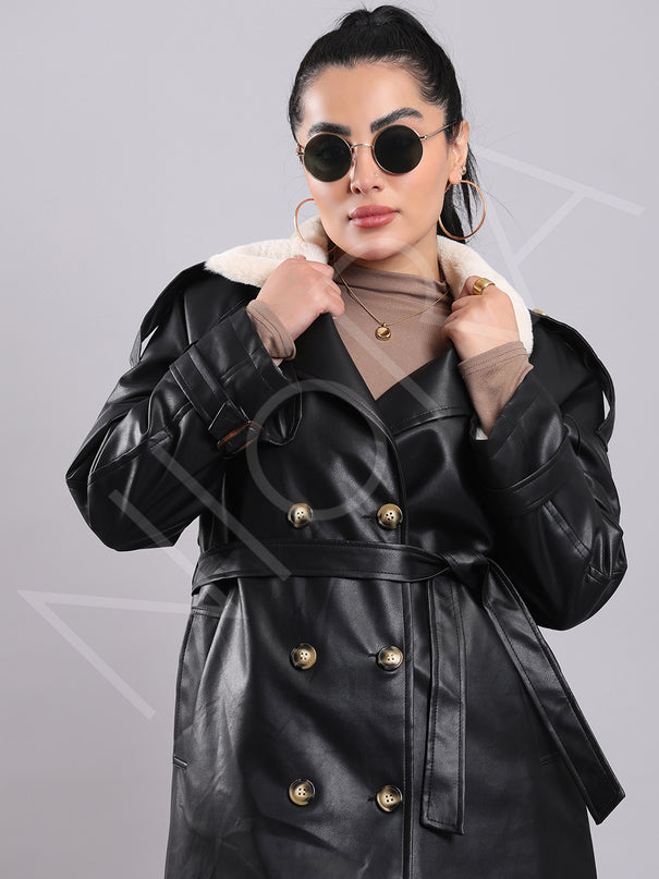 Luxe Shearling Leather Coat