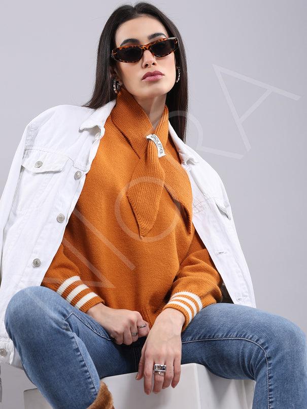 Wrap Neck Knit Pullover