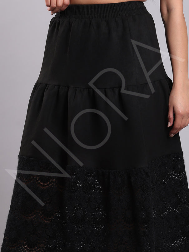 Vintage Lace Suede Skirt