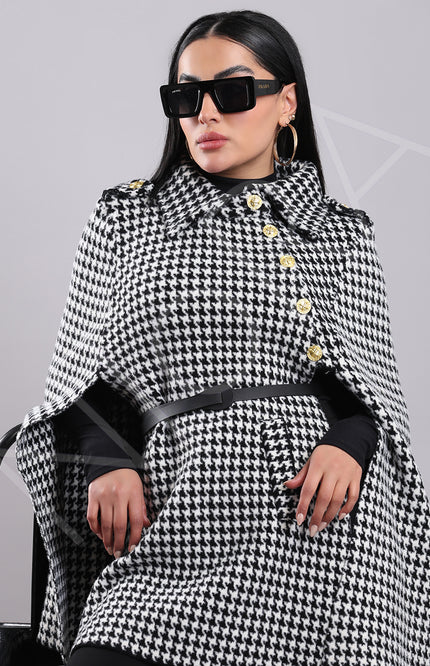 Houndstooth Cape Coat