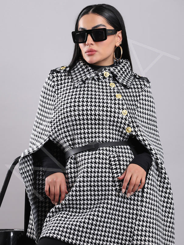 Houndstooth Cape Coat