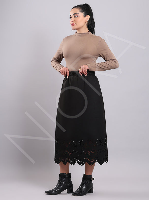 Cutwork Suede Skirt