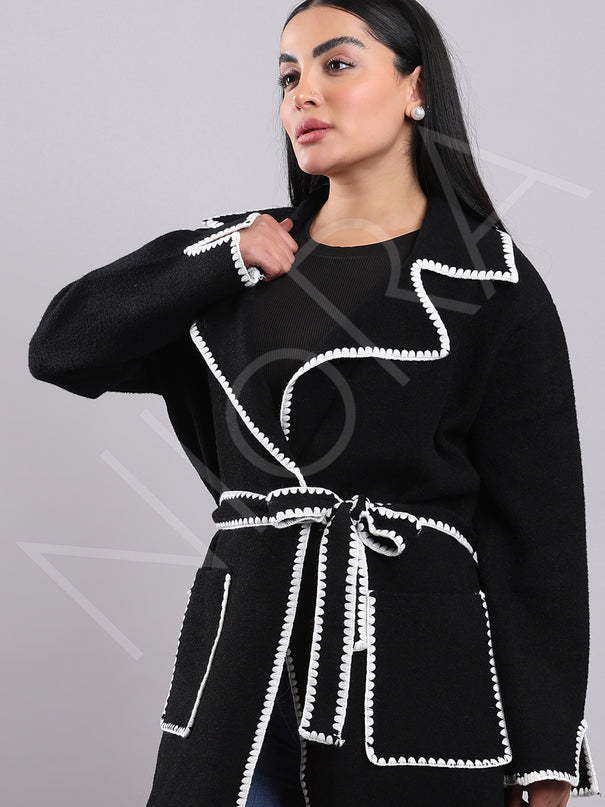 Luxe Contrast Edge Wool Coat