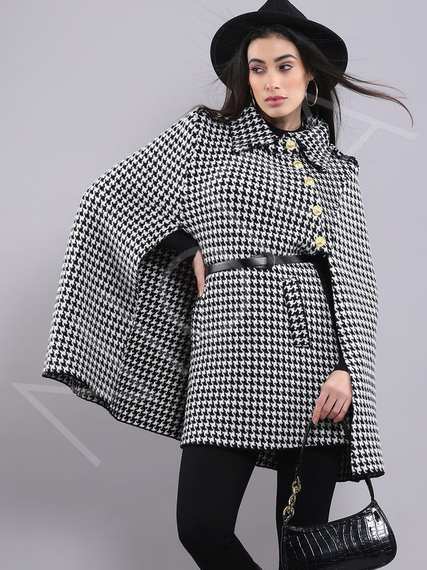 Houndstooth Cape Coat