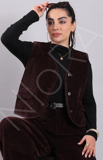 Lace Corduroy 3-Piece Pants Set