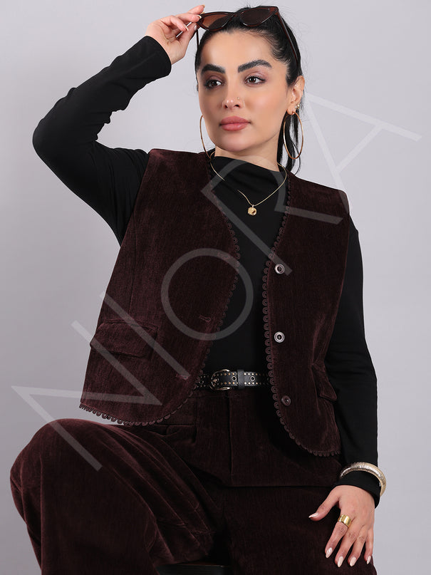 Lace Corduroy 3-Piece Pants Set