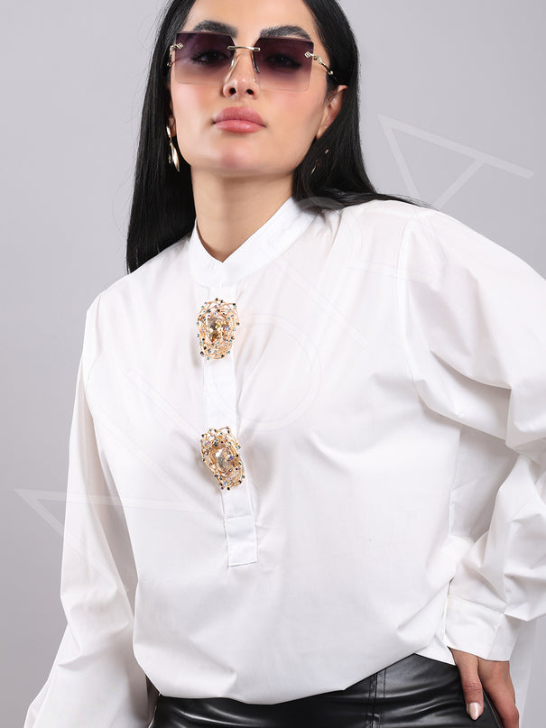 Jewel Dual Brooch Shirt