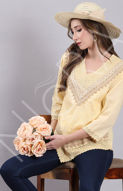 Crochet Lace Embroidered Top