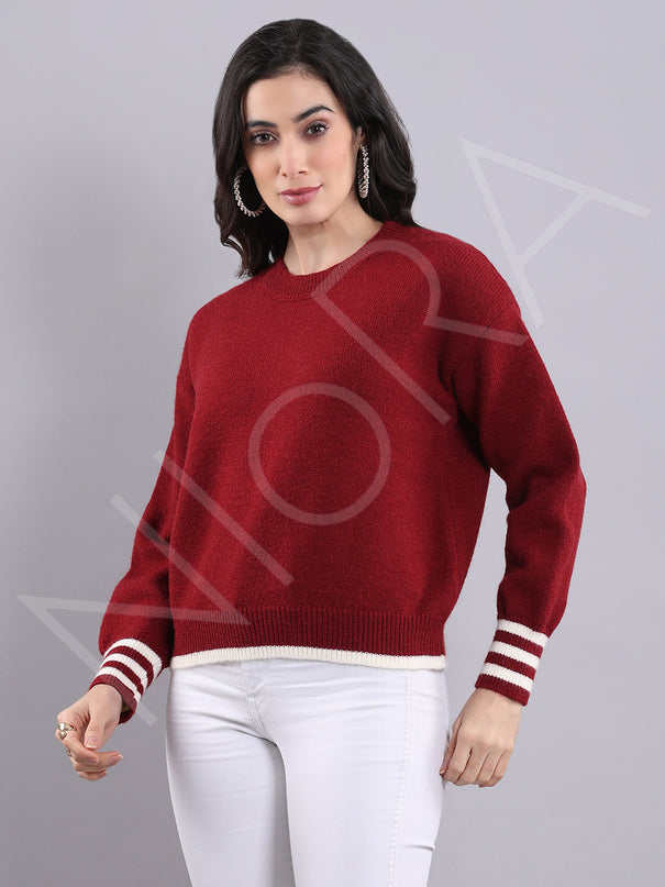 Wrap Neck Knit Pullover