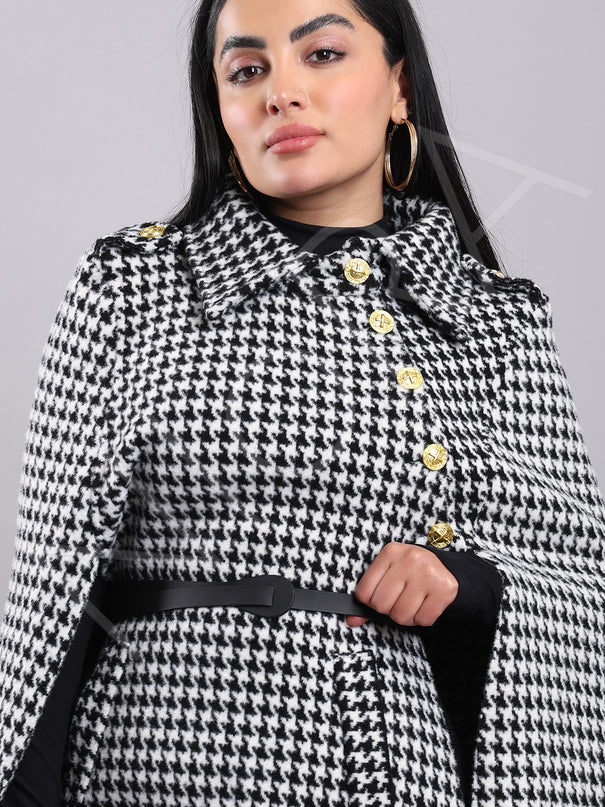 Houndstooth Cape Coat