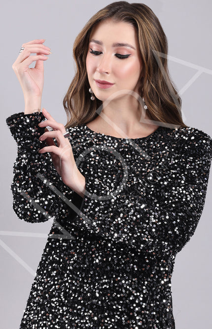 Black Halo Sequin Top
