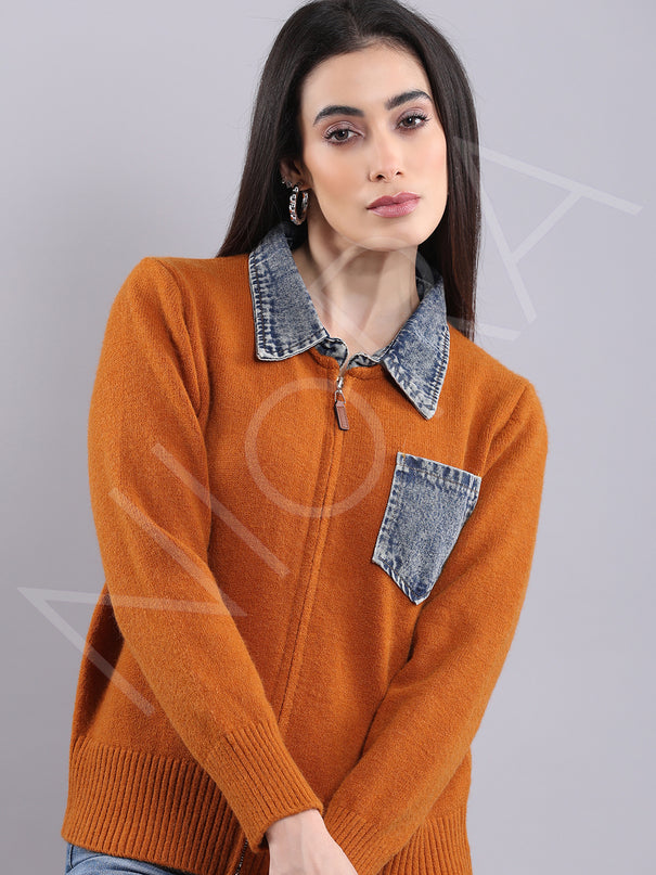 Denim Detail Cardigan