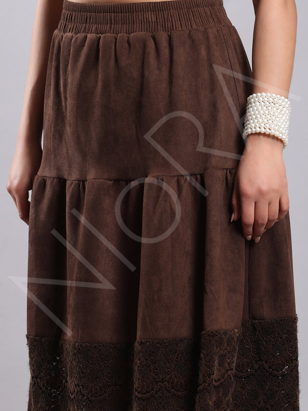 Vintage Lace Suede Skirt