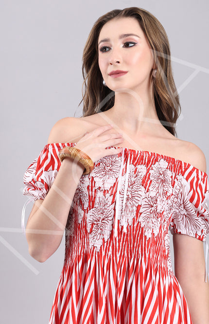 Flora Flame Midi Dress