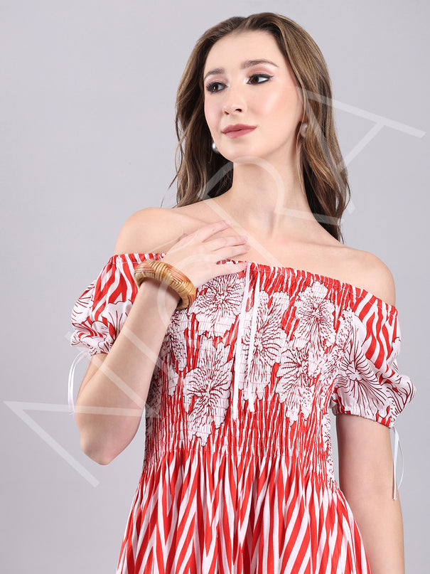 Flora Flame Midi Dress