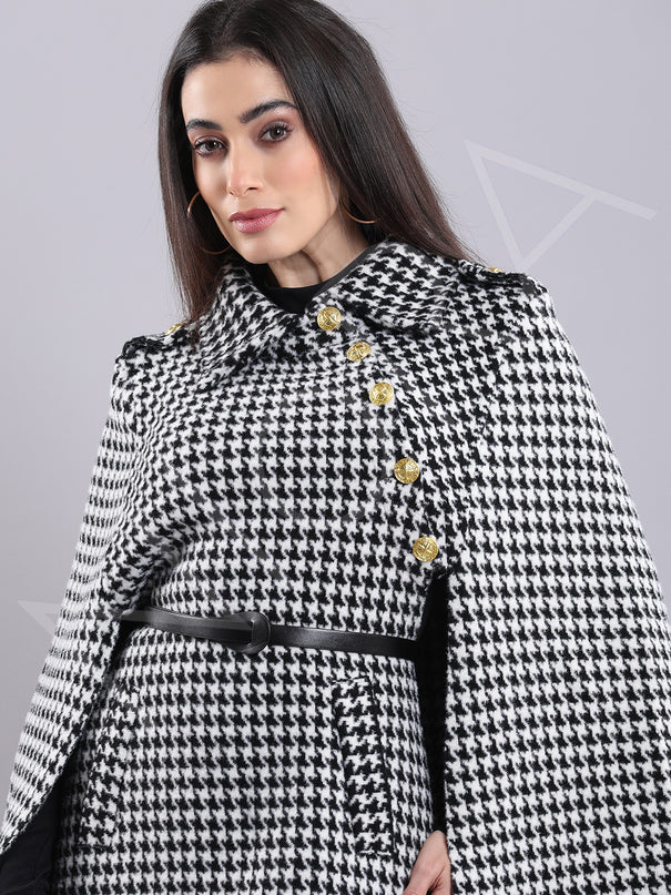 Houndstooth Cape Coat