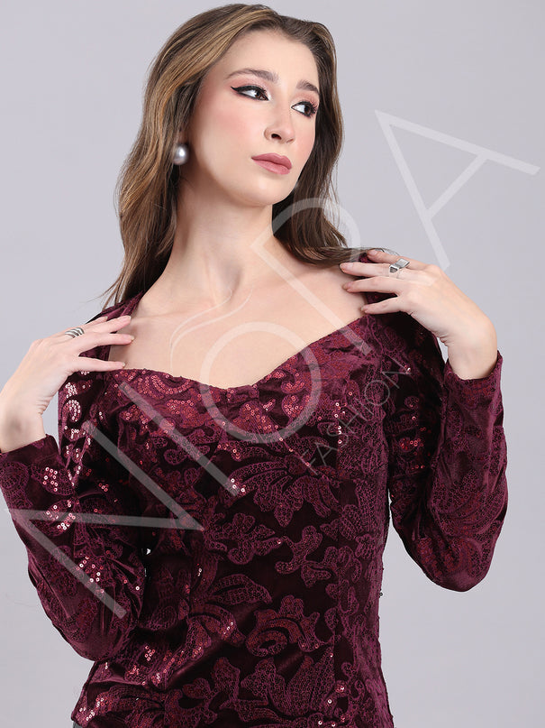 Velvet Majesty Sequin Top