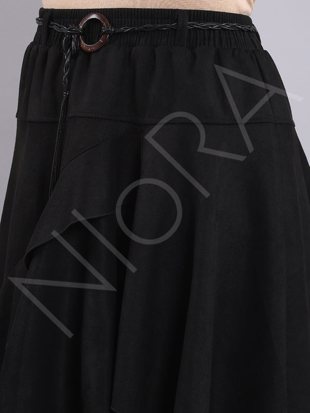 Asymmetric Suede Skirt