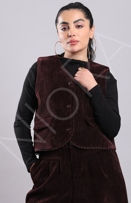 Lace Corduroy 3-Piece Pants Set