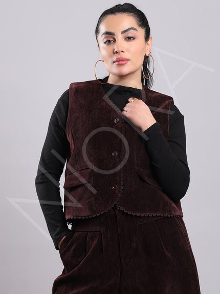 Lace Corduroy 3-Piece Pants Set