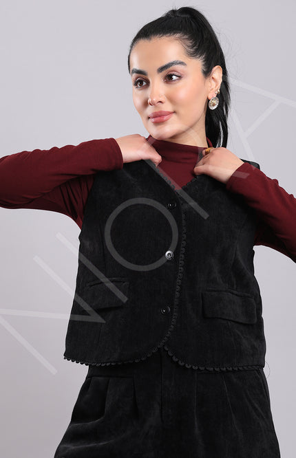 Lace Corduroy 3-Piece Pants Set