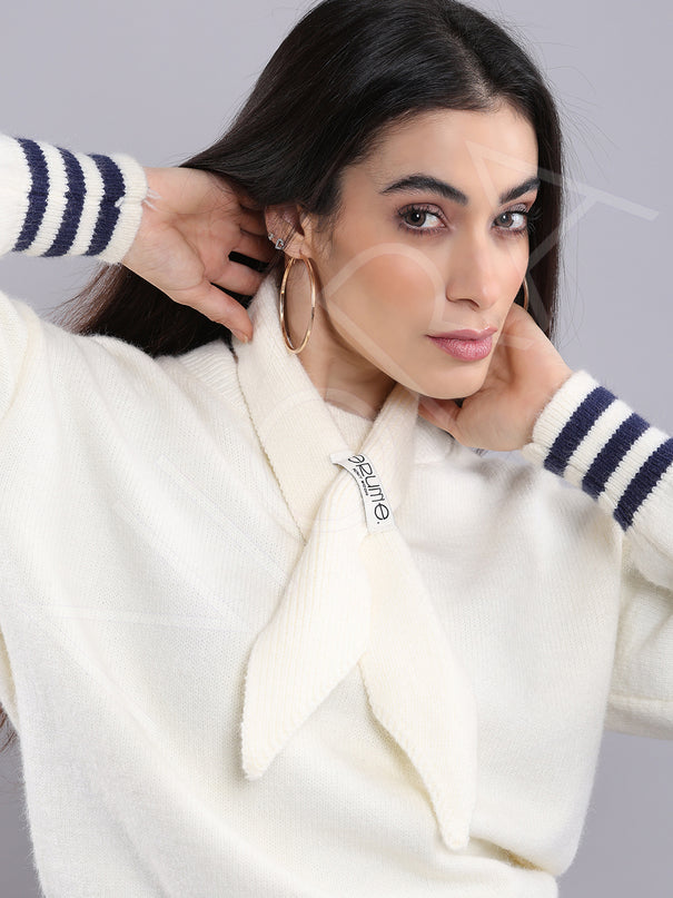Wrap Neck Knit Pullover