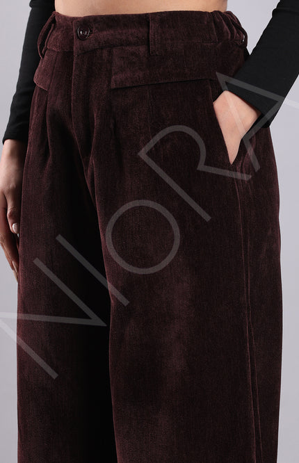 Lace Corduroy 3-Piece Pants Set