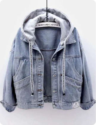 Athena Denim Jacket With Cap In Blue