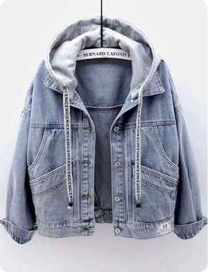 Athena Denim Jacket With Cap In Blue