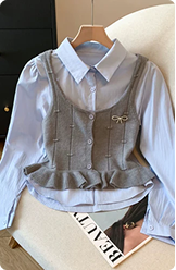 Orlane Two Piece Shirt & Knit Vest Set