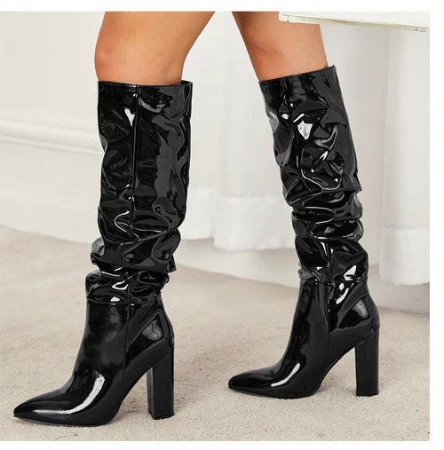 Sophie Knee High Block Leather Boots
